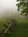 Buck Rail Fence in the Fog on Groundhog Mountain - Blue Ridge Parkway, Virginia, USA Royalty Free Stock Photo